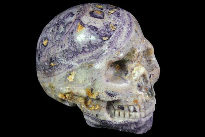 Realistic, Carved Chevron (Banded) Amethyst Skull #116486